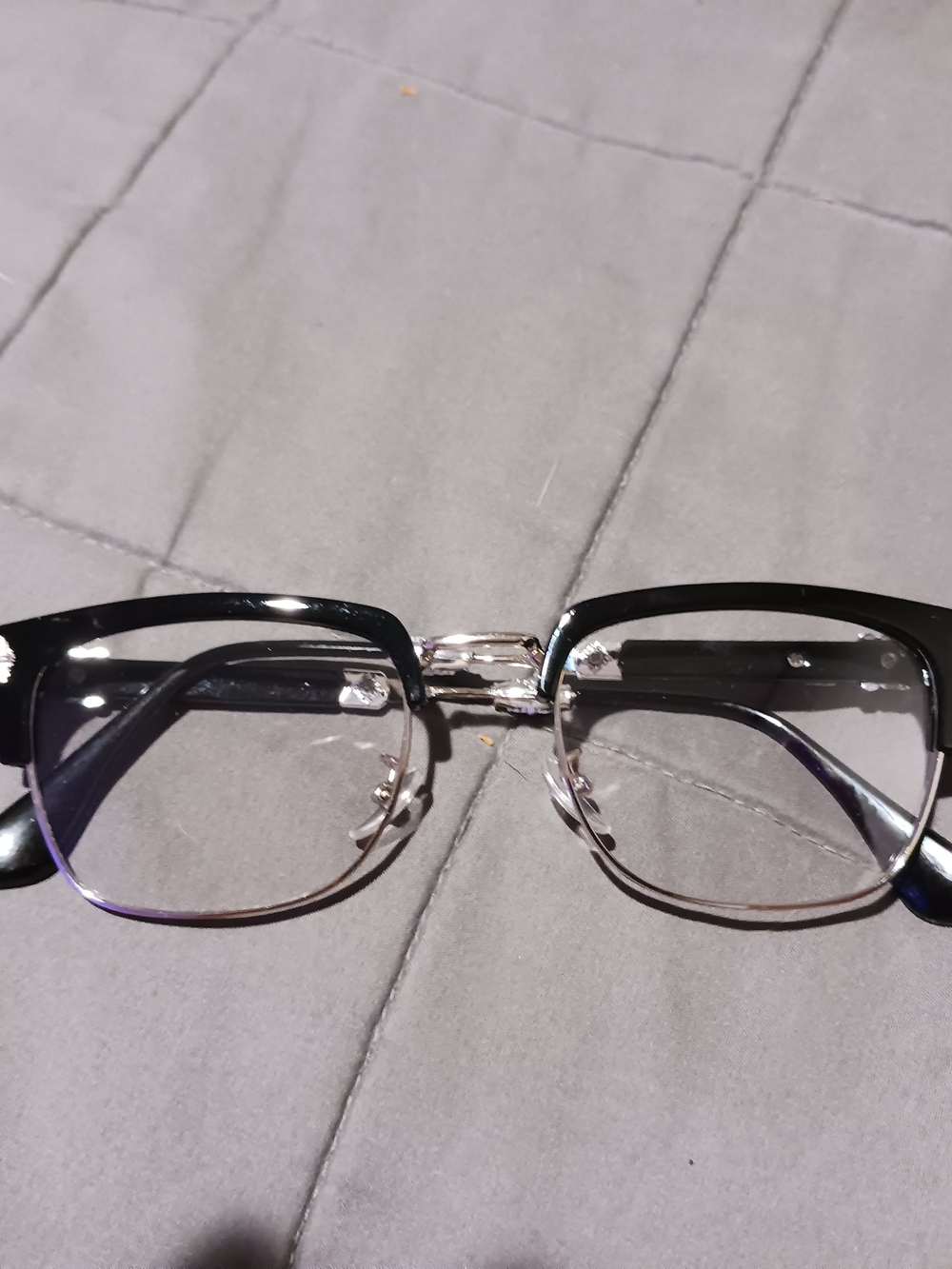 Black and Silver Men's Square Frame Glasses